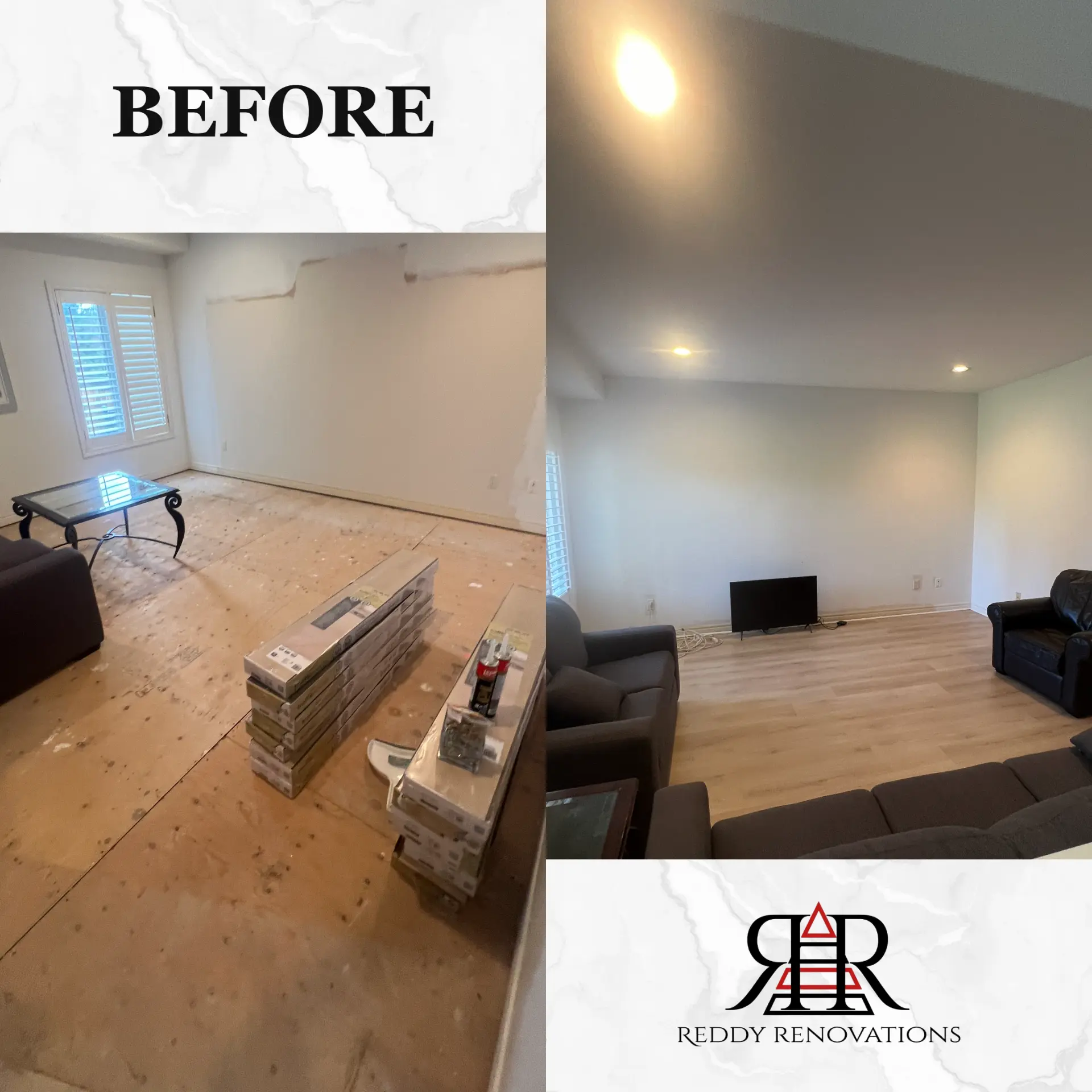 Hardwood flooring installation replacing old carpet in a GTA living room